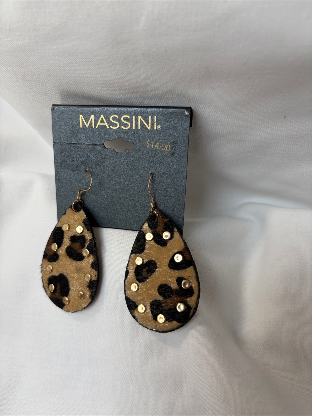 Massini Gold & Brown Leopard Drop Earrings
